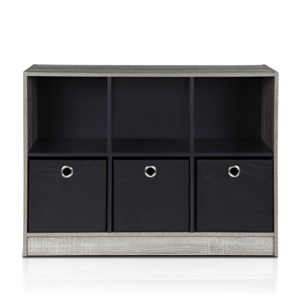 Highkey Basic 3 x 2 in. Bookcase Storage with Bins; French Oak Grey & Black LR377464 - main